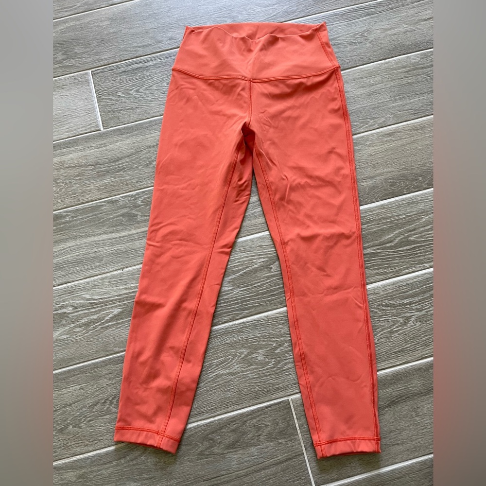 Lululemon Leggings, mid rise, size 8, coral/orange